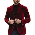 thumbnail image 1 of Brnmxoke Mens Velvet Blazer Slim Fit Suit Jacket Blazer Suit Jacket Notch Lapel One Button Vintage Slim Fit Tuxedo Outerwear Red,XL, 1 of 5