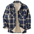 thumbnail image 1 of Brnmxoke Mens Warm Flannel Jacket Sherpa Fleece Lined Cotton Plaid Shirts Button Up Winter Outerwear Coat with Pockets Dark Blue,XXL, 1 of 2