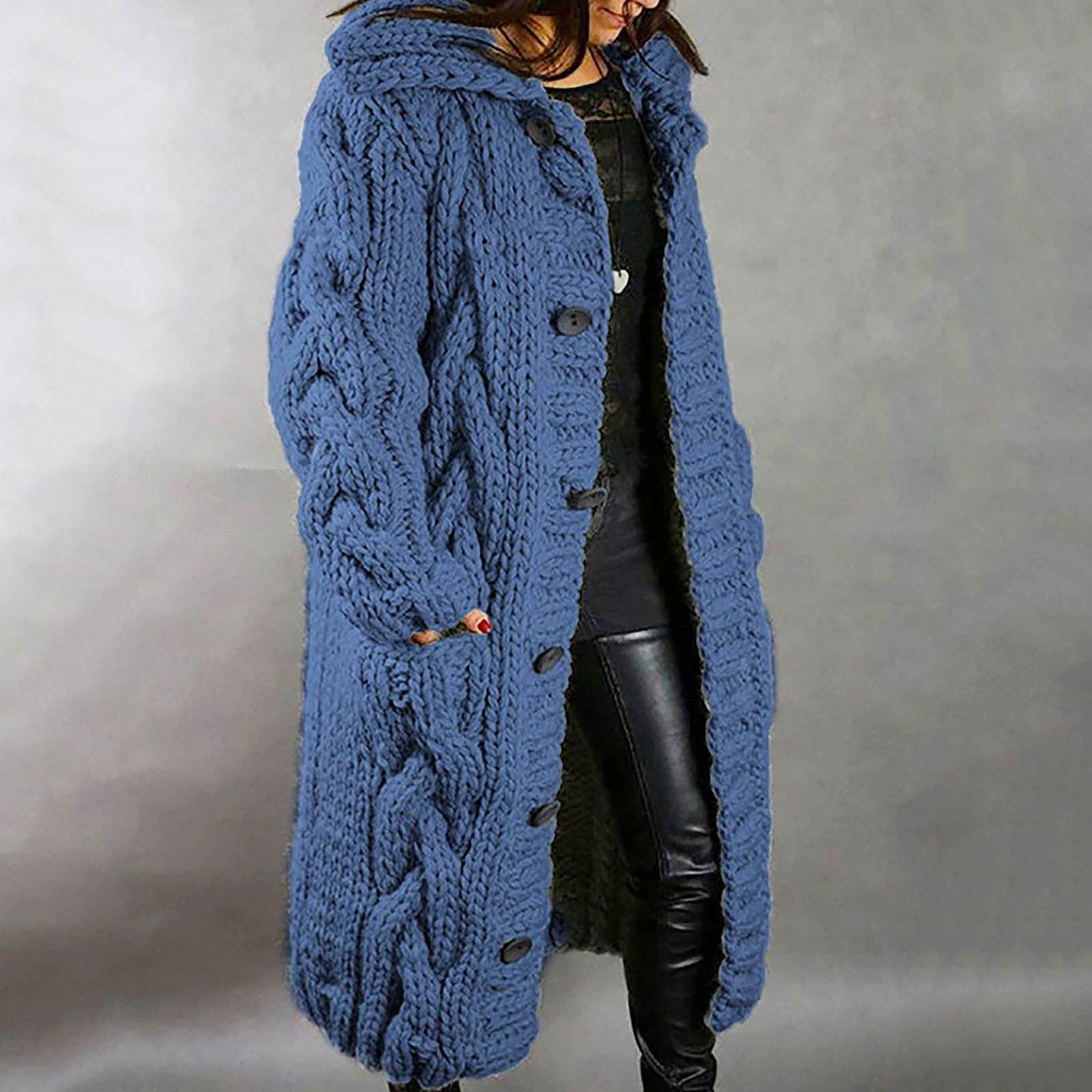 Vintage Button-Down Collar Cardigan - Long-Sleeve, Oversized