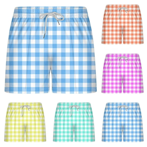 Brnmxoke Plaid Shorts for Men's Flat Front Summer Chino Checked Tartan Golf Shorts 7’’ Quick-Dry Athletic Workout Gym Shorts Casual Beach Shorts with Pockets Hot Pink,XXL