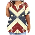 thumbnail image 1 of Brnmxoke Plus Size American Flag Shirt Women 4th of July Tee Shirt USA Stars Stripes T-Shirt Patriotic Summer Tunic Tops for Legging Multicolor,XL, 1 of 5