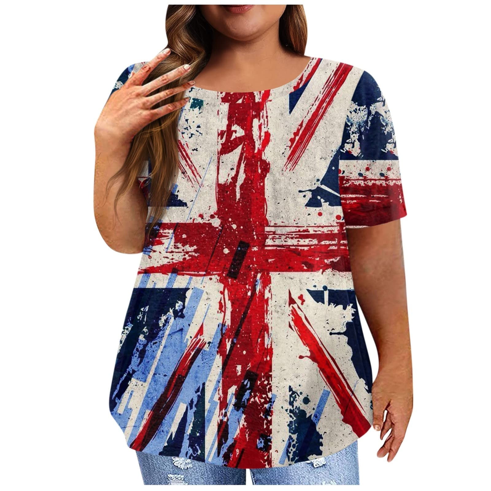 Plus-Size American Flag Shirt For Women - Oversized Patriotic Tee, 4th Of July Top, Soft Cotton