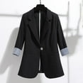 thumbnail image 1 of Brnmxoke Plus Size Blazer for Women Business Dress Lapel Collar Blazers Office Solid Outwears Casual 3/4 Length Sleeves Jackets, 1 of 6