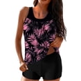 thumbnail image 1 of Brnmxoke Plus Size Swimsuit for Women Tankini - Two Piece Bathing Suits Bikini Swim Tank Top with Graphic Boyshorts Swimwear Set Multicolor,XL, 1 of 6