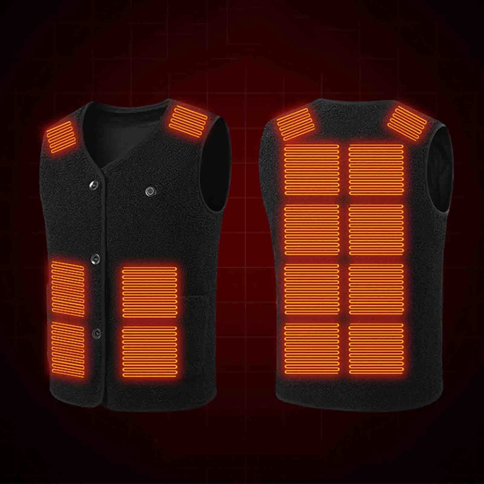 Brnmxoke Polar Fleece Heated Vest for Men Women, 16 Heating Zones, Button Up Lightweight USB