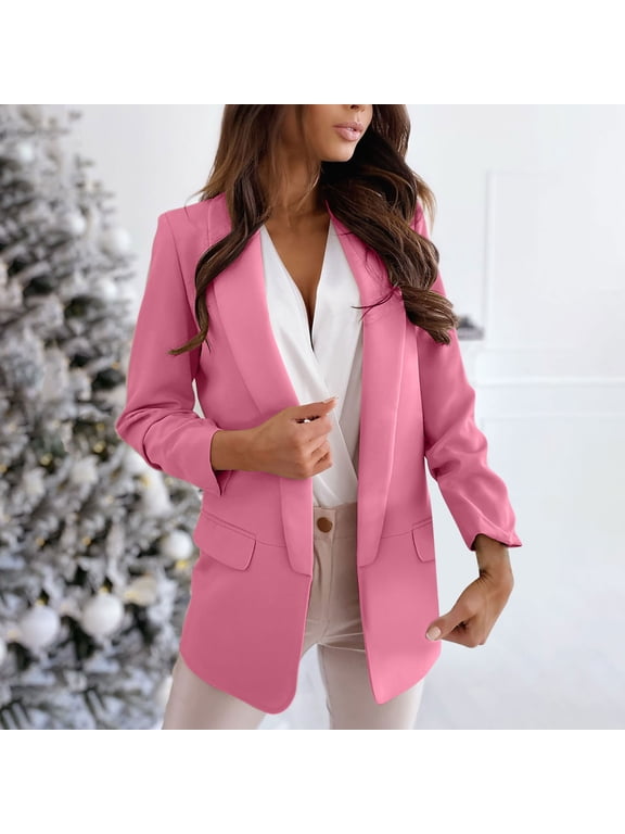 Women's 2023 Fall Casual Blazers Long Sleeve Open Front Blazers Office Jacket Blazer Lightweight Lapel Button Coats