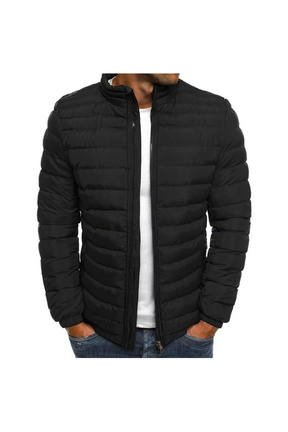 Puffer Coat Men Lightweight Winter Insulated Jackets Packable Waterproof Zipper Warm Outwear Coat Black,XXXL