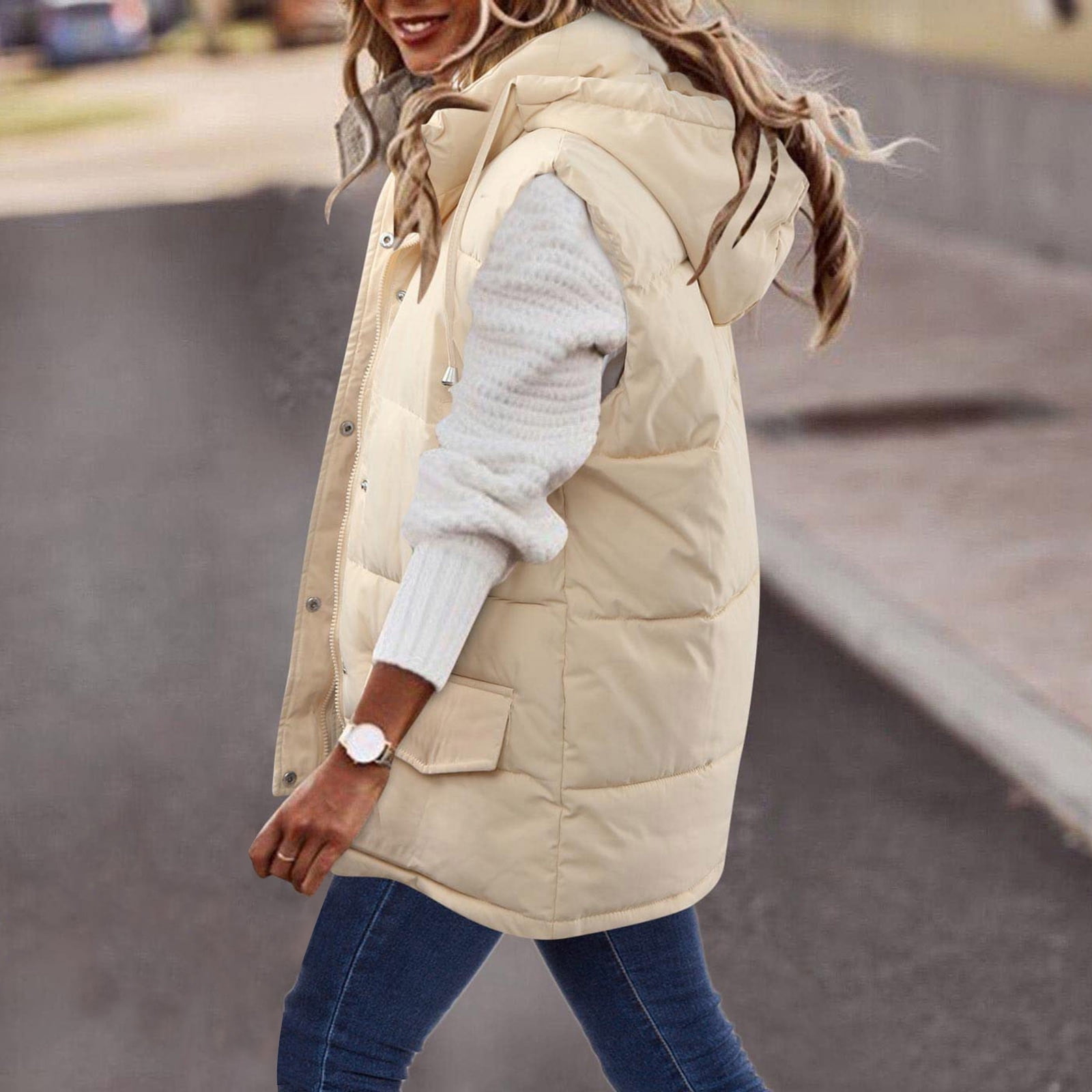 Brnmxoke Puffer Vest for Women Cold Weather,Womens Long Puffer Vest Women's Down Coats & Jackets Winter Coats Sleeveless Warm Zip Up Jacket Best Outerwear