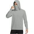 thumbnail image 1 of Brnmxoke Rash Guard Hoodie Men Long Sleeve Sun Shirt UPF 50+ Cooling Fishing Hoodies with Mask Thin Summer UV Protection SPF Hiking Shirts Gray,XXL, 1 of 7