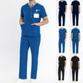 thumbnail image 1 of Brnmxoke Scrubs for Men Set V-Neck Scrub Top & Yoga Jogger Pant Pocket Solid Nursing Clearance Sets Home Attendant Nurse Uniforms, 1 of 9