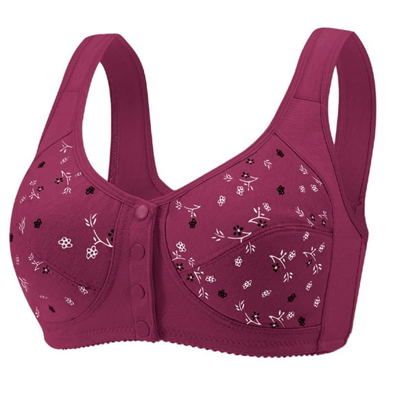 Brnmxoke Senior Bras Women No Underwire Comfortable Convenient Front Closure Bras for Senior Women Light Shaping Bra Hot Pink,XXXL