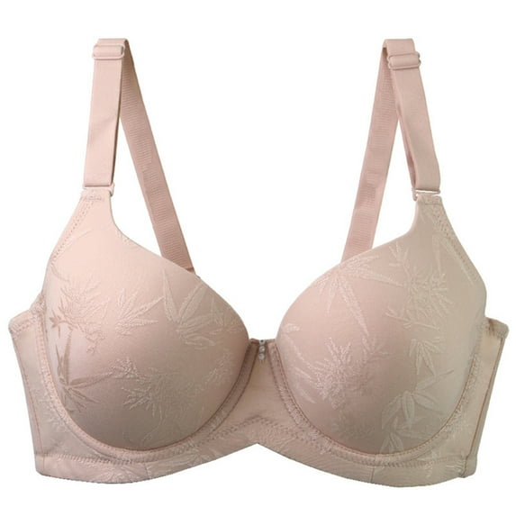 Brnmxoke Senior Womens Bras Plus Size Underwire Everyday Bras Comfort Adjustable Strap Full Coverage Push-Up Full Cup Bras Beige,75E