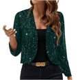 thumbnail image 1 of Brnmxoke Sequin Jackets for Women Sparkly Long Sleeve Glitter Cropped Blazer Coat 2025 Casual Tunic Open Front Shiny Party Cardigans Green,XXL, 1 of 9