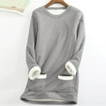 thumbnail image 1 of Brnmxoke Sherpa Lined Sweatshirt Women with Pockets,Womens Fuzzy Fleece Pullover Comfy Casual Crewneck Sport Thermal Loungewear, 1 of 5