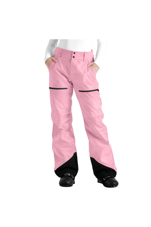 Skiing Pants Women Waterproof Fleece Lined Insulated Snowboard Pant Winter Thermal Windproof Hiking Trousers with Pockets Pink,L