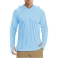thumbnail image 1 of Brnmxoke Sunscreen Shirts for Men Sun Shirts UPF 50+ Rash Guard Long Sleeve Sun Protection Hoodie Fishing Lightweight Athletic Running Light Blue,L, 1 of 8