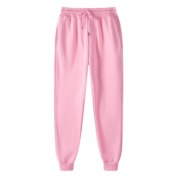 Brnmxoke Sweatpants for Big Men Cuffed Ankles Solid Jogger Pants with Pockets Casual Straight Wide Leg Workout Gym Trousers Pink,XL