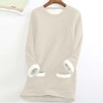 thumbnail image 1 of Brnmxoke Sweatshirts Plus Size Women Fleece Sherpa Long Sleeve Pullover Solid Color Fluffy Pocket Casual Winter Warm Cute Crewneck Top Loungewear Thermal Sweatshirt, 1 of 4