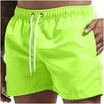thumbnail image 1 of Brnmxoke Swim Trunk Men Solid Color Drawstring Beachwear Swimwear Bathing Suit Shorts Green,XXXL, 1 of 4