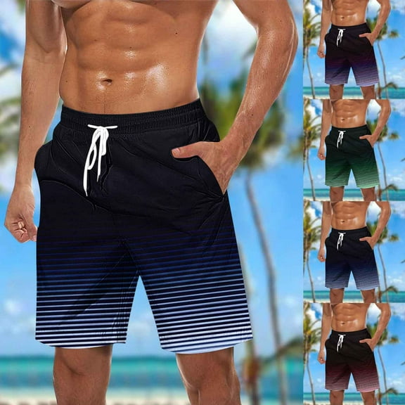 Brnmxoke Swim Trunks Men Big and Tall,Men's Swim Trunks Quick Dry Bathing Suit Swimming Board Shorts Drawstring Elastic Waist Beach Swimwear with Pockets Blue,L