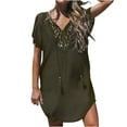 thumbnail image 1 of Brnmxoke Swimsuit Cover Ups for Women Lace Crochet Plus Size V-Neck Bikini Beach Coverups Dress for Swimwear Bathing Suit 2025 Green,XXXXXL, 1 of 9
