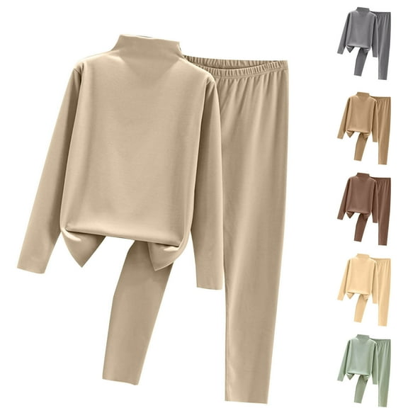 Brnmxoke Thermal Underwear for Women Long Johns Womens Thermal Underwear Sets Solid Ultra Soft Base Layer Gifts Gray,XXL