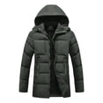 thumbnail image 1 of Brnmxoke Thick Puffer Jacket Men Warm Winter Thicken Quilted Down Jackets Cold Weather Outerwear Parka Coats with Detachable Hood Army Green,XXL, 1 of 3
