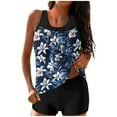 thumbnail image 1 of Brnmxoke Loose Tankini Swimsuits for Women 2 Piece Printed Tummy Control Boho Bathing Suit Modest Blouson Swimwear with Boyshorts Blue,M, 1 of 5