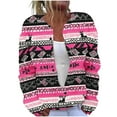 thumbnail image 1 of Brnmxoke Woman Ugly Sweater Christmas Open Front Xmas Plus Size Button Down Knitted Cardigans Crochet Fall Winter Print Long Sleeve Coat Hot Pink,L, 1 of 5