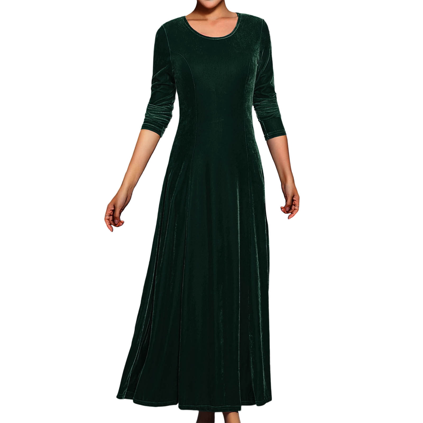 Women's Long Dress Maxi Dress Velvet Dress Cocktail Dress Elegant Fashion Modern Evening Party Weekend Regular Fit Plain 3 4 Length Sleeve Crew Neck