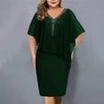 thumbnail image 1 of Brnmxoke Wedding Guest Dresses for Women Plus Size,Women Lace Plus Size Cocktail Dress,Women's Summer Short Sleeve V-Neck Chiffon Short Party Dress A-Line Flowy Midi Dresses, 1 of 5