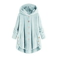 thumbnail image 1 of Brnmxoke Winter Coats for Women Hooded Cardigan Womens Comfy Warm Plus Size Fuzzy Fleece Hoodies Button Down Fluffy Hooded Jackets Casual Long Sleeve Irregular Hoodie Outerwear, 1 of 3