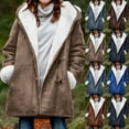 thumbnail image 1 of Brnmxoke Winter Coats for Women Sherpa Lined Fleece Jackets Distressed Warm Hooded Long Fall Parka Faux Suede Duffle Toggle Coat Peacoat Cozy Outerwear Dark Blue,M, 1 of 8