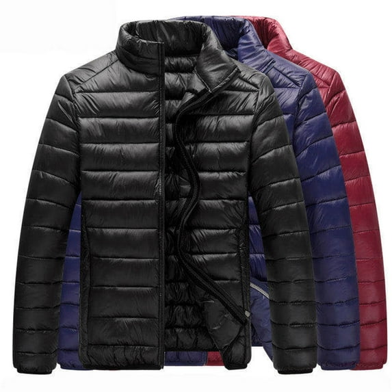 Brnmxoke Winter Jackets for Men Big and Tall Puffer Jacket Zip Up Padded Coat Packable Down Jacket Quilted Insulated Jacket Winter Warm Puffer Coats for Cold Weater Blue,XL