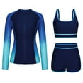 thumbnail image 1 of Brnmxoke Women 3 Piece Rash Guard - 3PC Long Sleeve Zip up Swim Shirt Sports Bra Modest Swimsuit with Shorts 2025 Blue,S, 1 of 7