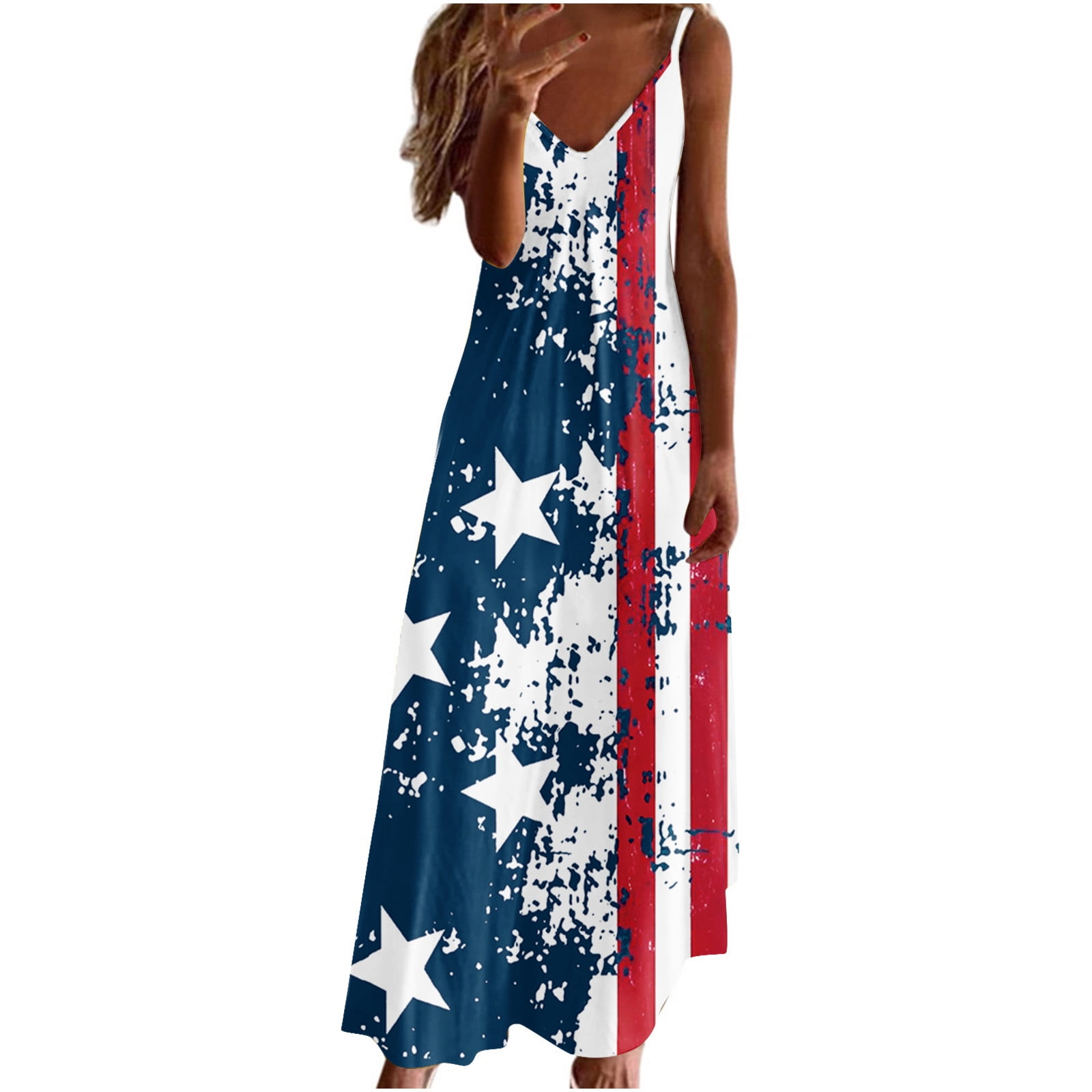 Brnmxoke Women 4th of July Patriotic Dresses,Women's Sleeveless