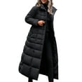 thumbnail image 1 of Brnmxoke Women Long Puffer Coat with Hood - Quilted Waterproof Insulated Down Jackets Winter Warm Button Down Maxi Length Parka Coats Black,M, 1 of 3