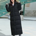 thumbnail image 1 of Brnmxoke Women Long Quilted Coat Hooded Maxi Length Long Sleeve Puffer Jacket Plus Size Bubble Padded Coat Warm Winter Outerwear, 1 of 3