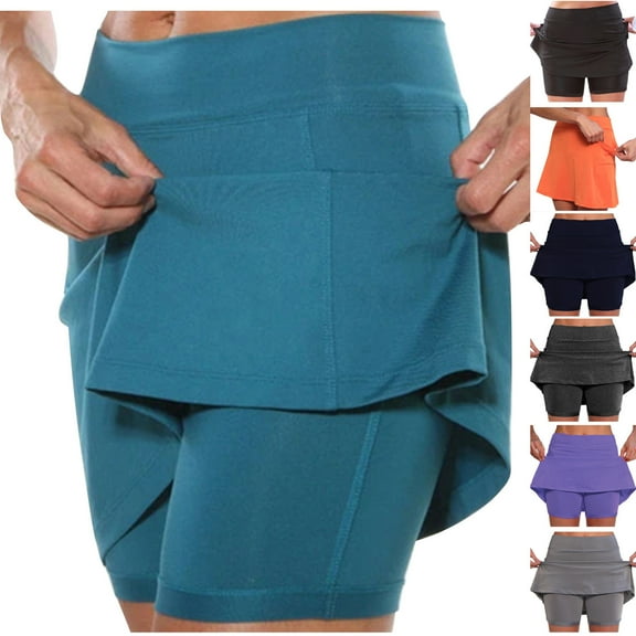 Brnmxoke Women Tennis Skirt Summer High Waisted Athletic Skorts with Inner Shorts Sport Workout Pleated Pickleball Shorts Purple,L