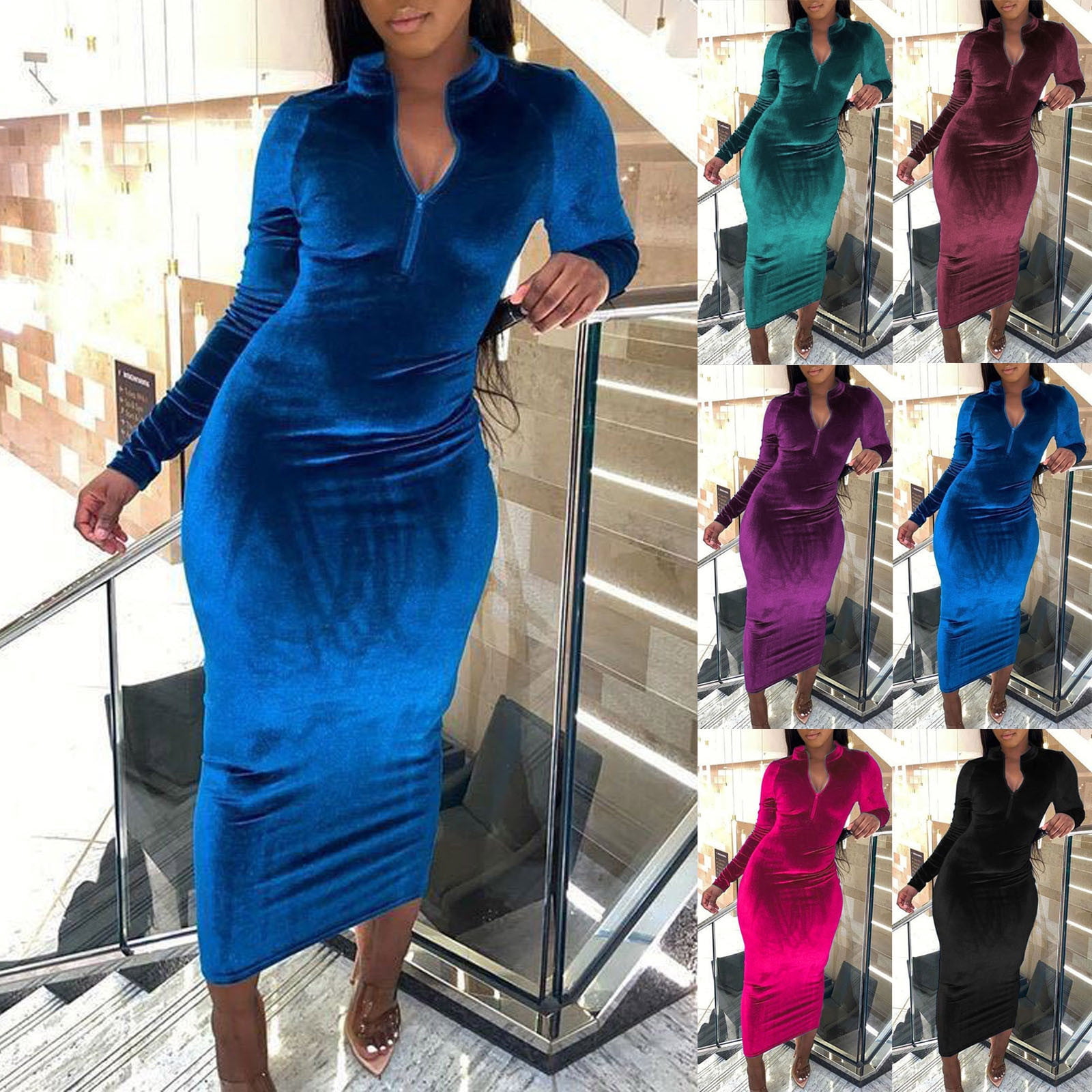Trend4us Luxe Velvet Bodice Pleated Maxi Evening Dress