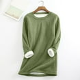 thumbnail image 1 of Brnmxoke Women Warm Sherpa Lined Sweater Solid Color Plus Size Long Sleeve Thermal Tops Winter Fleece Crewneck Sport Sweatshirts Pullover Loungewear, 1 of 4