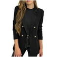 thumbnail image 1 of Brnmxoke Women Work Blazer Casual Blazer Jacket Long Sleeve Open Front Office Blazer Lapel Double Breasted Jackets Black,L, 1 of 7