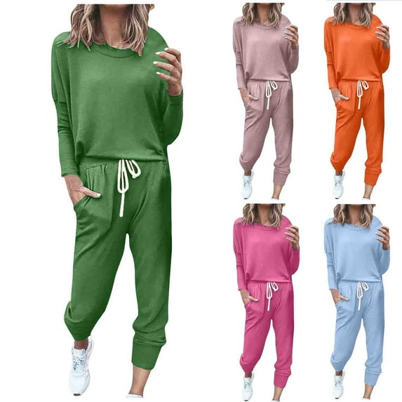 Brnmxoke Women's 2 Piece Lounge Set Funny Letter Print Fleece Lined Long Sleeve Pullover and Pants Sweatsuit Tracksuit OutfitsGray,XL