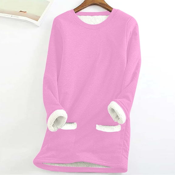 Brnmxoke Women's 2023 Oversized Plain Sweatshirts,Womens Fuzzy Fleece Sherpa Pullover Tops Solid Color Long Sleeve Crewneck Sweaters Sweatshirt with Pockets