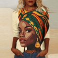 thumbnail image 1 of Brnmxoke Women's 2024 Fashion Plus Size Tops 3/4 Sleeve Black History T-Shirts Crewneck African American Melanin Basic Business Tees Blouses Multicolor,XXL, 1 of 5