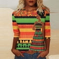 thumbnail image 1 of Brnmxoke Women's 3/4 Sleeve Tops Dressy Casual Business Work Blouses African American Art Culture Graphic Tops Black History Month Three Quarter Length Shirts Multicolor,XXXXXXL, 1 of 5