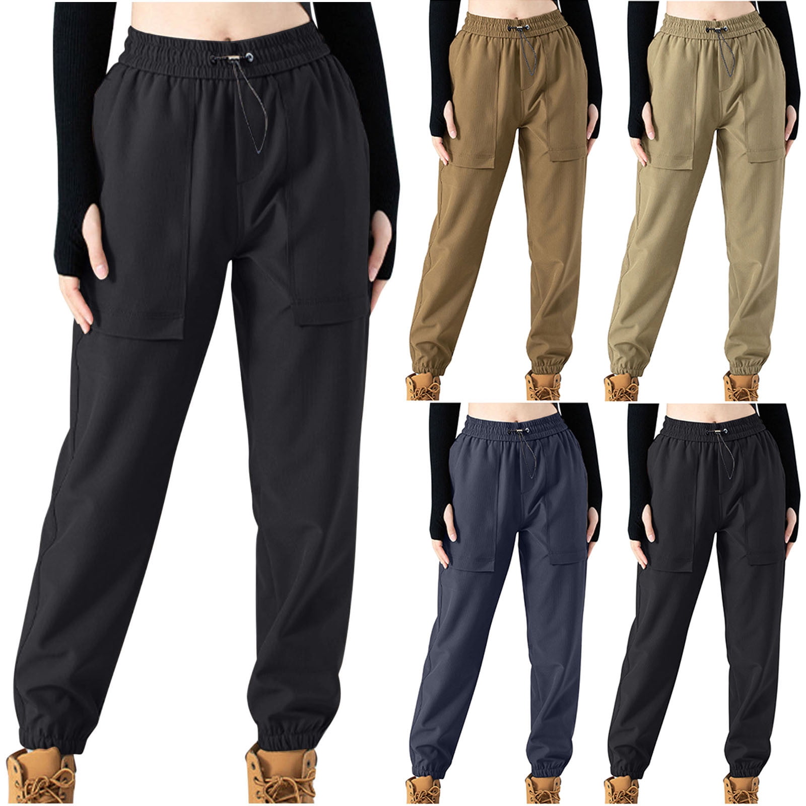 Brnmxoke Women's Athletic Hiking Cargo Joggers Pants Plus Size Outdoor
