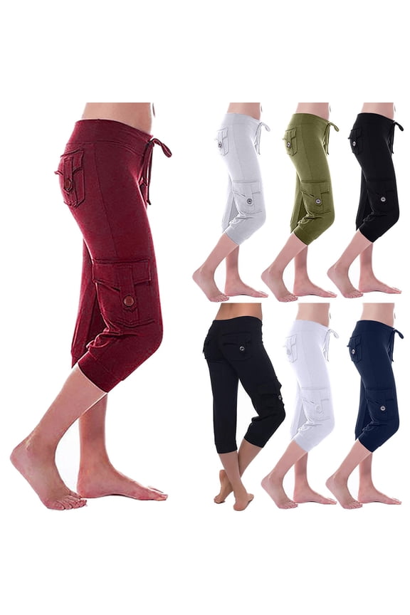 Women's Cargo Capris with Button Pockets Lightweight Plus Size Casual Capri Pants Summer Outdoor Dressy Casual Travel Hiking Pants Blue,XXL