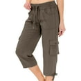 thumbnail image 1 of Brnmxoke Women's Cargo Capris with Pockets Loose Fit Casual Capri Pants Dressy Lightweight Ladies Baggy Cargo Pants for Hiking Brown,XXL, 1 of 8