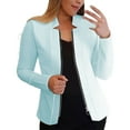 thumbnail image 1 of Brnmxoke Women's Casual Zipper Jacket Blazer Suits Plus Size Lightweight Long Sleeve Blazers Solid Business Office Parties Dressy Jackets Outerwear, 1 of 4